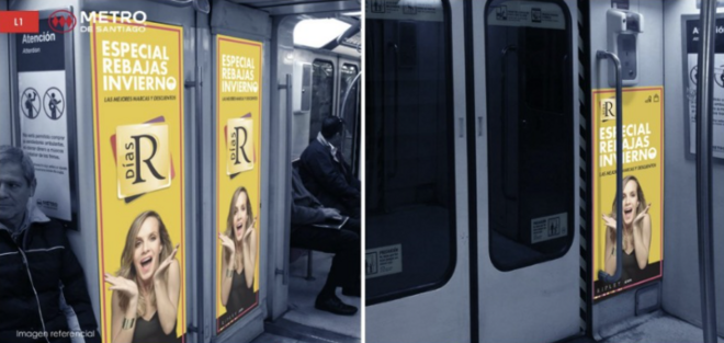Foto de Interior Tren - Lateral Puerta entre carros - L1 San Pablo - Los Dominicos