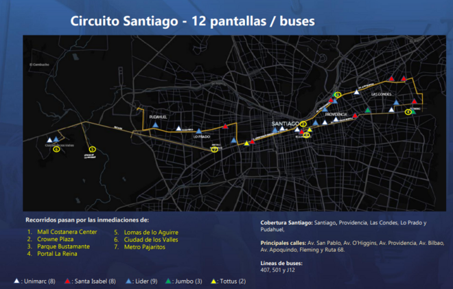 Foto 2 de Circuito de 50 pantallas en Buses Transantiago (Spot) - Santiago PREMIUM